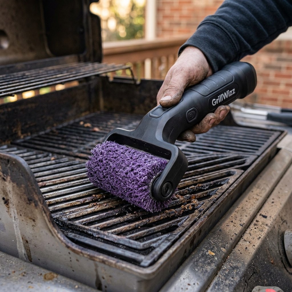 Step 3: Place the cleaning head on the grill grate